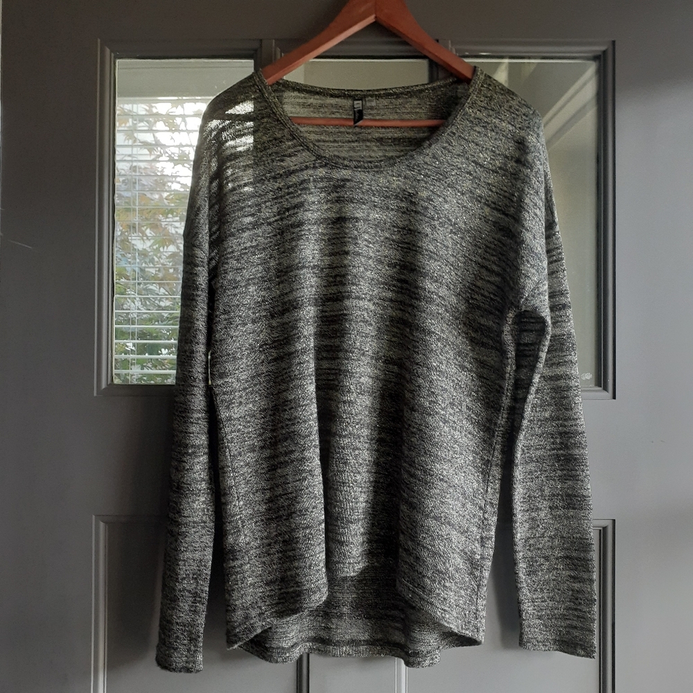 Kut From The Kloth Gray Metallic Green Black Gold Shimmer Sheer Top Size L